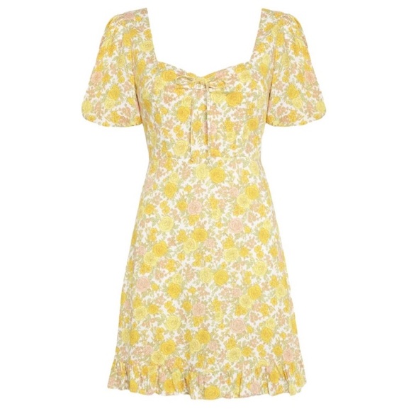 FAITHFULL THE BRAND Agathe Yellow Floral Mini Dress - Picture 12 of 12